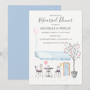Convites Jantar de ensaio de casamento em Paris com floral