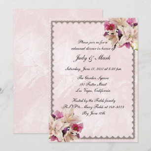 Convites Jantar de Ensaio de Casamento Flor de Lírio Rosa M