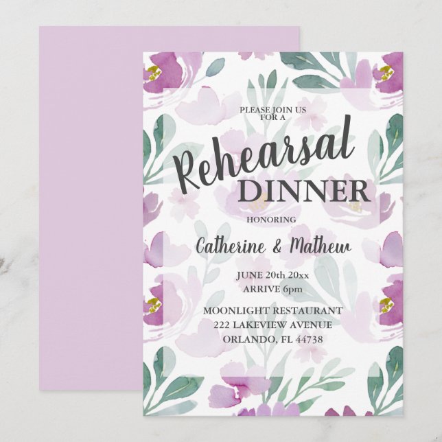 Convites Jantar de Ensaio de Casamento Floral Boho Rosa (Frente/Verso)