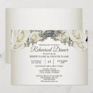 Convites Jantar de Ensaio de Casamento Floral Branco Verde 