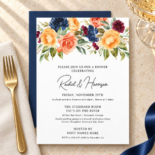 Convites Jantar de Ensaio de Casamento Floral de Outono Azu