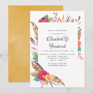 Convites Jantar de Ensaio de Casamento Floral em Aquarela S