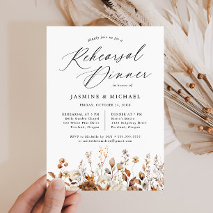 Convites Jantar de Ensaio de Casamento Floral Outonal Rústi