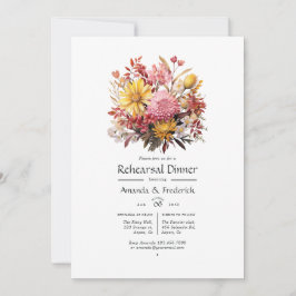 Convites Jantar de Ensaio de Casamento Floral Rosa e Amarel