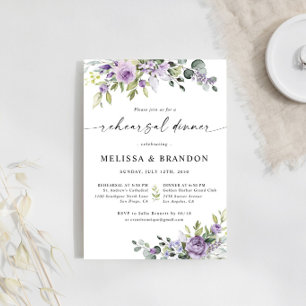 Convites Jantar de Ensaio de Casamento Floral Roxo Elegante