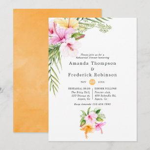 Convites Jantar de Ensaio de Casamento Floral Tropical na P