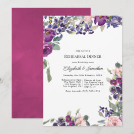 Convites Jantar de Ensaio de Casamento Floral Violeta e Ame