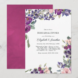 Convites Jantar de Ensaio de Casamento Floral Violeta e Ame
