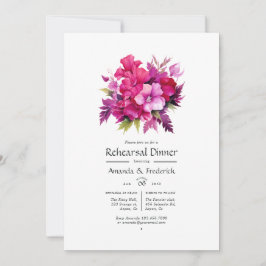 Convites Jantar de Ensaio de Casamento Floral Viva Magenta