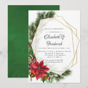 Convites Jantar de Ensaio de Casamento Geométrico de Natal