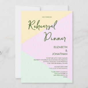 Convites Jantar de Ensaio de Casamento Geométrico Pastel Su