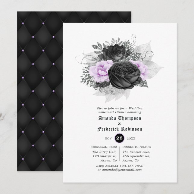 Convites Jantar de Ensaio de Casamento Gótico (Frente/Verso)