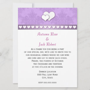 Convites Jantar de ensaio de casamento Lavanda Roxo e Branc