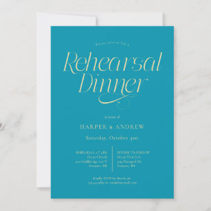 Convites Jantar de Ensaio de Casamento Minimalista Azul Águ