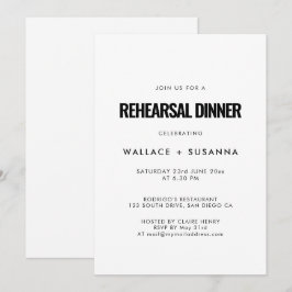 Convites Jantar de ensaio de casamento minimalista simples