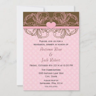 Convites Jantar de Ensaio de Casamento Rosa e Marrom