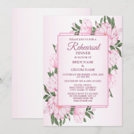 Convites Jantar de Ensaio de Noiva com Flores Rosa e Folhas