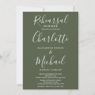 Convites Jantar de ensaio de Olive Green Signature Script