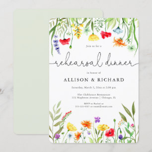 Convites Jantar de ensaio de primavera com flores silvestre