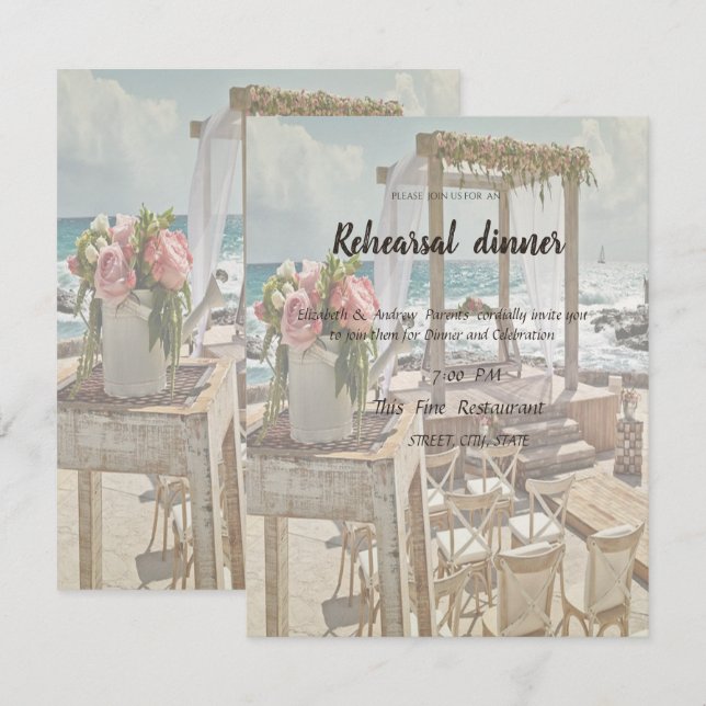 Convites Jantar de ensaio do Arco Floral Retro de Casamento (Frente/Verso)