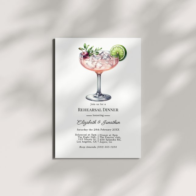 Convites Jantar de Ensaio do Cocktail Verde e Rosa Brat (Brat Green & Pink Cocktail Rehearsal Dinner Invitation)