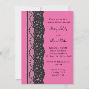 Convites Jantar de ensaio do laço (fúcsia)