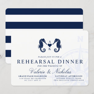 Convites Jantar de ensaio do tema do cavalo marinho da mar