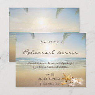 Convites Jantar de ensaio dos Seashells da praia do por do