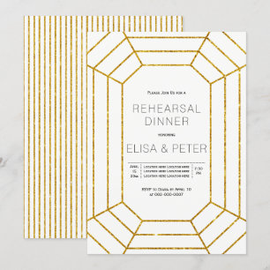 Convites Jantar de ensaio Dourado do casamento da jóia do