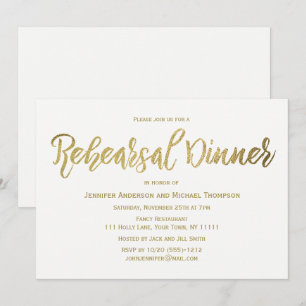 Convites Jantar de ensaio Dourado elegante