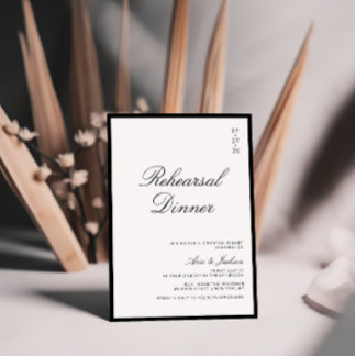 Convites Jantar de Ensaio Elegante em Preto e Branco com Ca