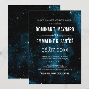 Convites Jantar de ensaio escuro azul do casamento da