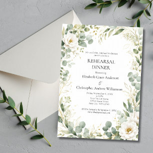 Convites Jantar de Ensaio Eucalyptus Botanicals White Rose
