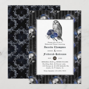 Convites Jantar de Ensaio Floral Gótico Preto e Azul