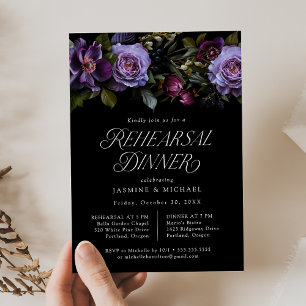 Convites Jantar de Ensaio Floral Roxo Gótico Mal-humorado