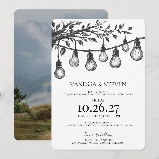 Convites Jantar de Ensaio Luzes de Festa (Frente/Verso)