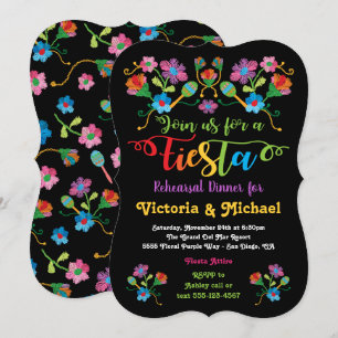 Convites Jantar de ensaio mexicano da festa com bordado