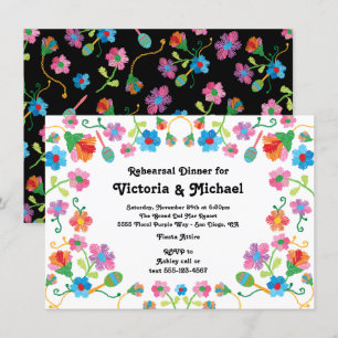 Convites Jantar de ensaio mexicano da festa com bordado