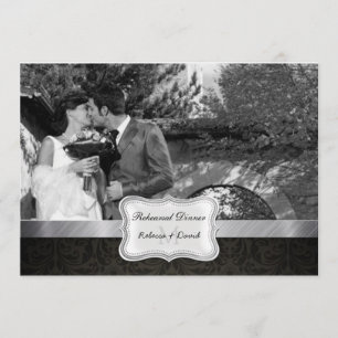 Convites Jantar de ensaio preto elegante do casamento tema