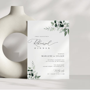 Convites jantar de ensaio verde elegante sage