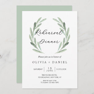 Convites Jantar de ensaio verde rústico da grinalda do ramo