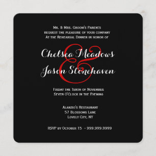 Convites Jantar de ensaio VERMELHO 7 do laço do damasco do