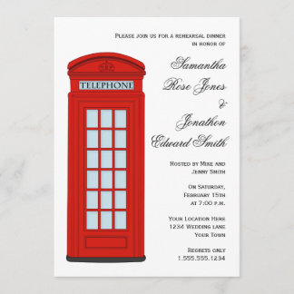 Convites Jantar de ensaio vermelho britânico do casamento