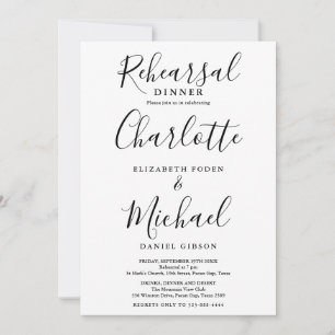 Convites Jantar de Ensaios Black And White Signature Script