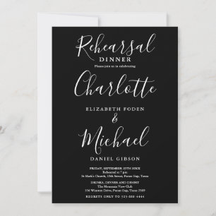 Convites Jantar de Ensaios Black And White Signature Script