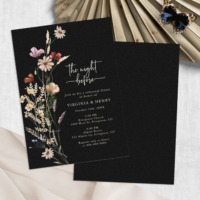 Convites Jantar de Ensaios Black Elegante (Black Elegant Rehearsal Dinner Invitation by Painted Paperie
)
