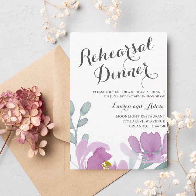 Convites Jantar de Ensaios Boho Watercolor Florais Rosa  (Criador carregado)