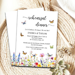 Convites Jantar de Ensaios Borboletas e Flores Silvestres