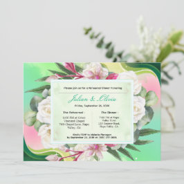Convites Jantar de Ensaios Botânico Rosa e Verde-Menta