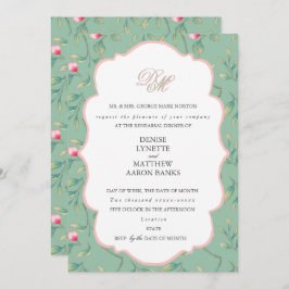 Convites Jantar de Ensaios Cameo Green e Gossamer Pink